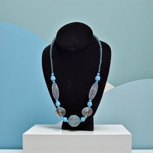 Fashion Jewelry Sky Blue Beaded Necklace